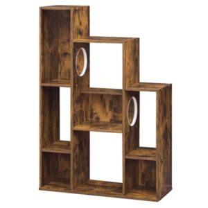 rustic brown cat bookshelf cabinet