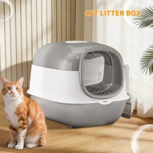 enclosed cat litter box with scoop storage