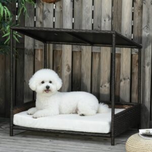 raised rattan dog house bed