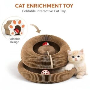 foldable accordion cat scratcher with ball