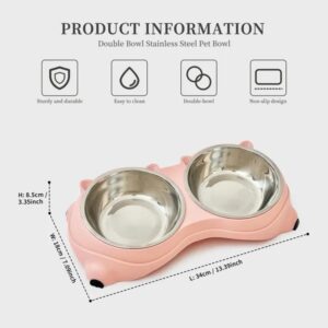 double stainless steel cat food bowl anti slip