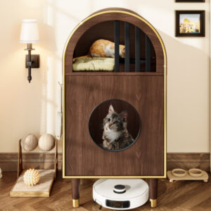 cat litter box enclosure with condo