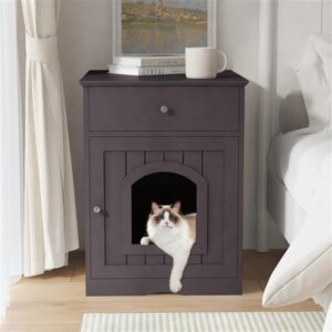 wooden cat litter box enclosure with drawer