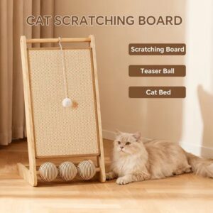 l shaped sisal cat scratching board with ball