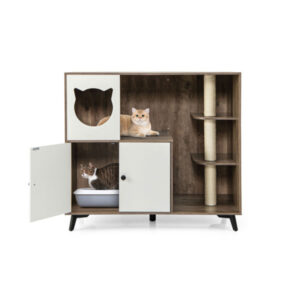cat litter box with scratching post and locker