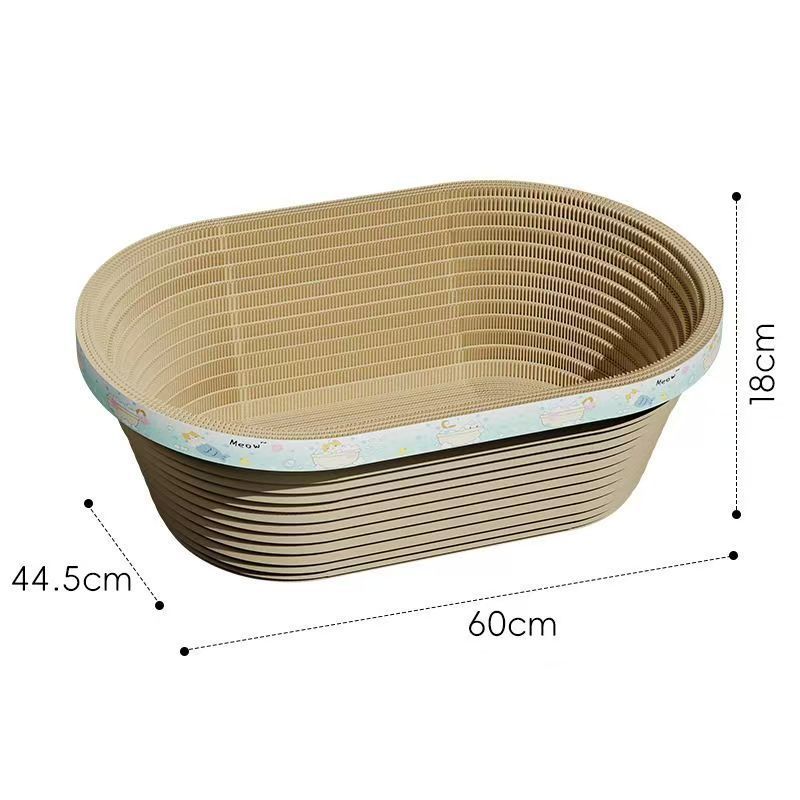 Oval-Shaped Cat Scratching Post With A Deep Corrugated Paper Basin, Suitable For Cats To Scratch And Use As A General Cat Bed - Image 4