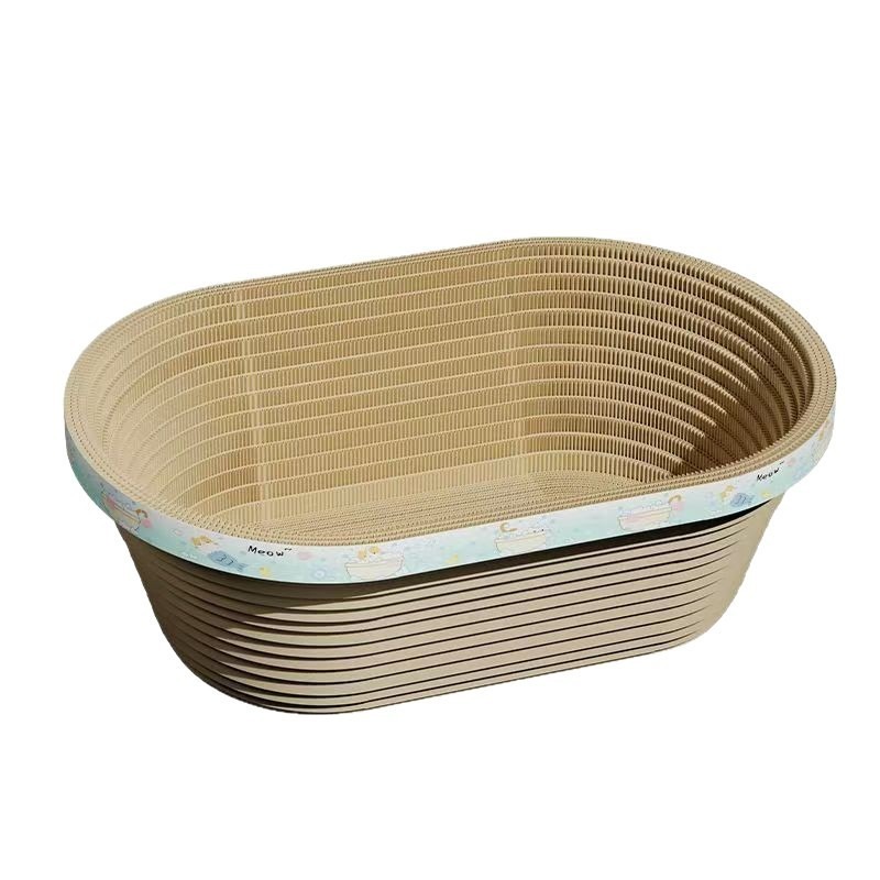 Oval-Shaped Cat Scratching Post With A Deep Corrugated Paper Basin, Suitable For Cats To Scratch And Use As A General Cat Bed - Image 3